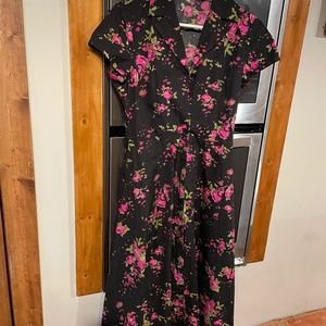 J Peterman Fit n flare retro floral shirtwaist dress, 4